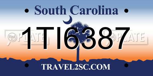 1TI6387 South Carolina License Plate
