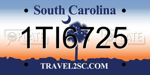 1TI6725 South Carolina License Plate