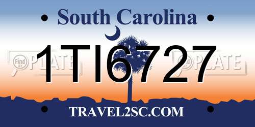 1TI6727 South Carolina License Plate