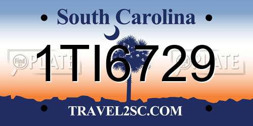 1TI6729 South Carolina License Plate