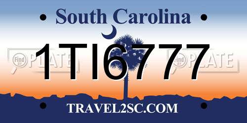 1TI6777 South Carolina License Plate