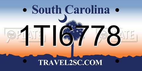1TI6778 South Carolina License Plate
