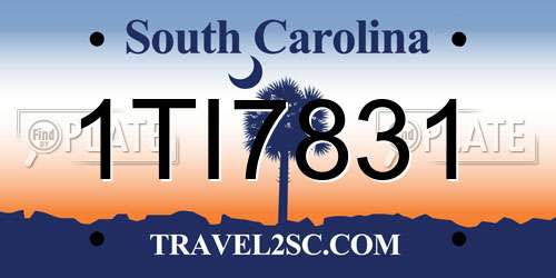 1TI7831 South Carolina License Plate