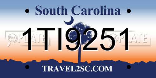 1TI9251 South Carolina License Plate