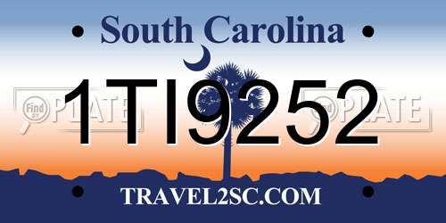 1TI9252 South Carolina License Plate