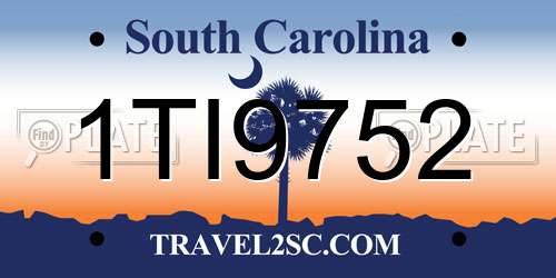 1TI9752 South Carolina License Plate