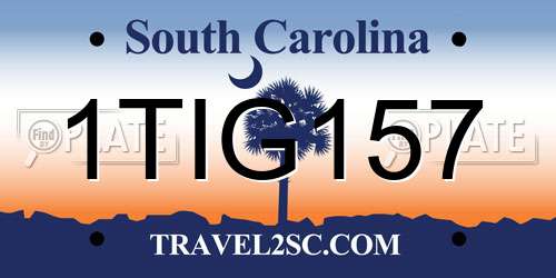 1TIG157 South Carolina License Plate