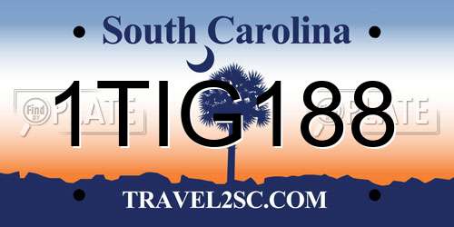 1TIG188 South Carolina License Plate