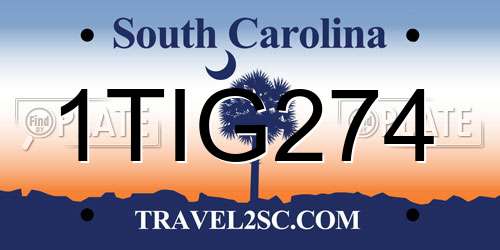 1TIG274 South Carolina License Plate