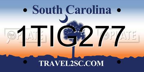1TIG277 South Carolina License Plate