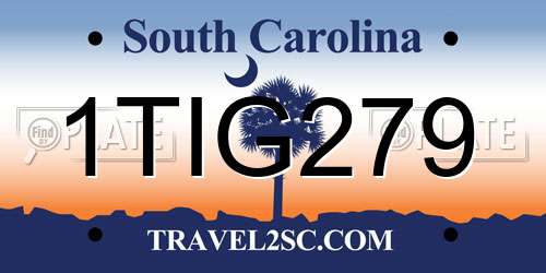 1TIG279 South Carolina License Plate