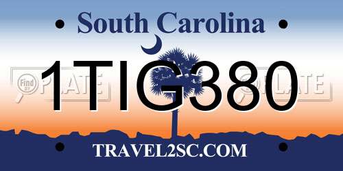 1TIG380 South Carolina License Plate