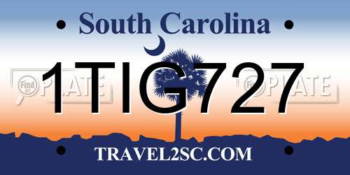 1TIG727 South Carolina License Plate