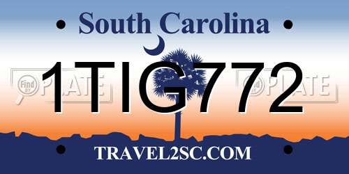 1TIG772 South Carolina License Plate