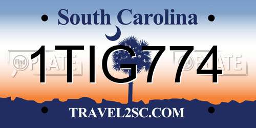 1TIG774 South Carolina License Plate