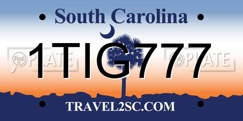 1TIG777 South Carolina License Plate