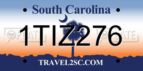 1TIZ276 South Carolina License Plate