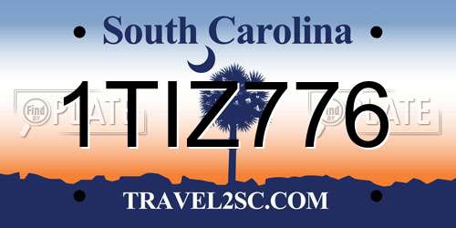 1TIZ776 South Carolina License Plate