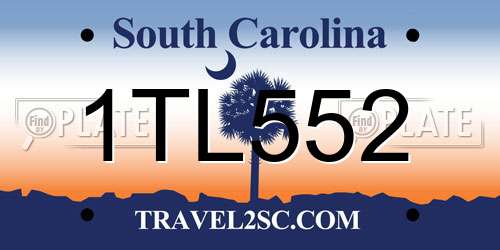 1TL552 South Carolina License Plate