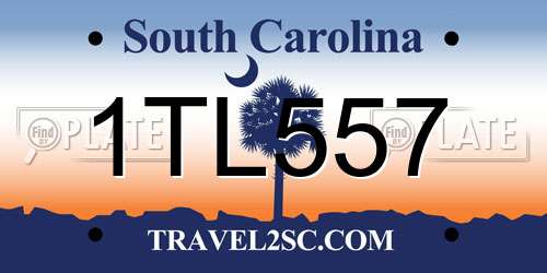 1TL557 South Carolina License Plate