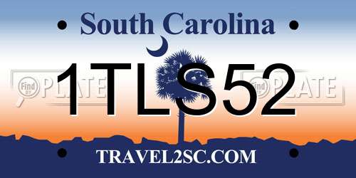 1TLS52 South Carolina License Plate