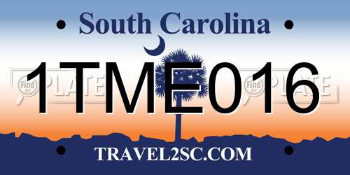 1TME016 South Carolina License Plate
