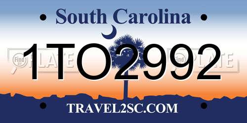 1TO2992 South Carolina License Plate