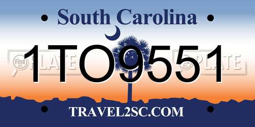 1TO9551 South Carolina License Plate