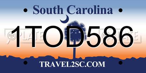 1TOD586 South Carolina License Plate
