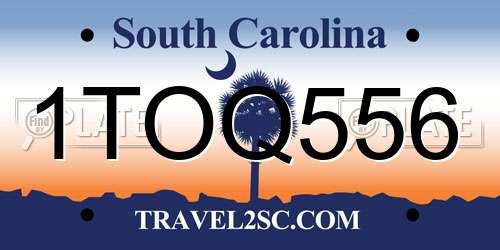 1TOQ556 South Carolina License Plate