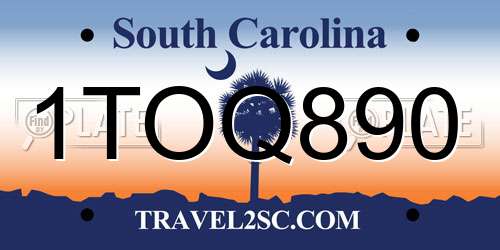 1TOQ890 South Carolina License Plate