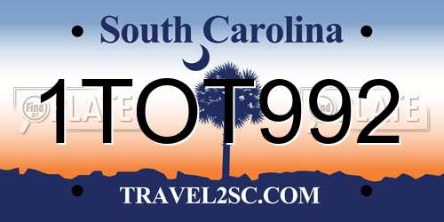 1TOT992 South Carolina License Plate