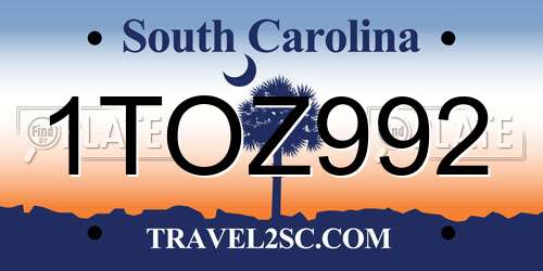 1TOZ992 South Carolina License Plate