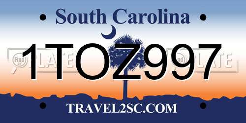 1TOZ997 South Carolina License Plate