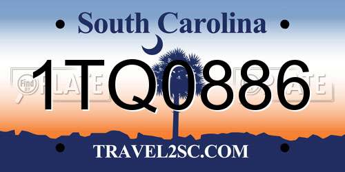 1TQ0886 South Carolina License Plate