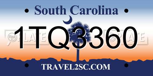 1TQ3360 South Carolina License Plate