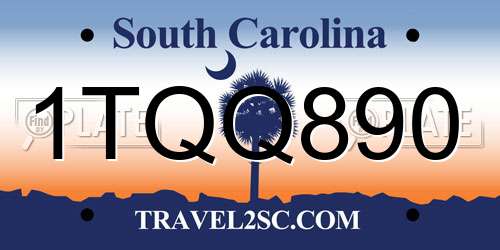 1TQQ890 South Carolina License Plate