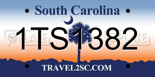 1TS1382 South Carolina License Plate