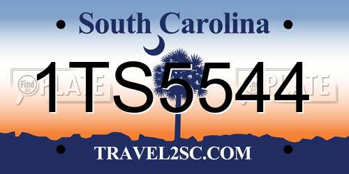 1TS5544 South Carolina License Plate