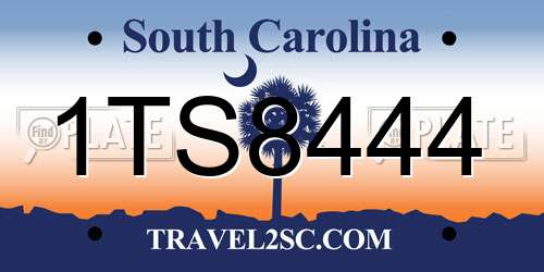 1TS8444 South Carolina License Plate