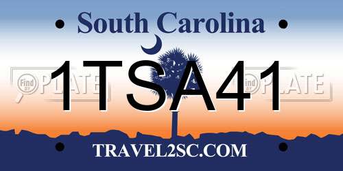 1TSA41 South Carolina License Plate
