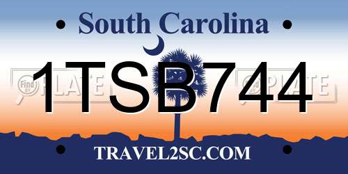 1TSB744 South Carolina License Plate