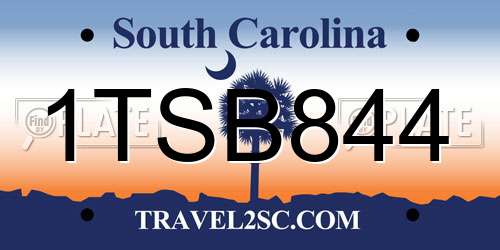 1TSB844 South Carolina License Plate