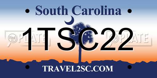 1TSC22 South Carolina License Plate
