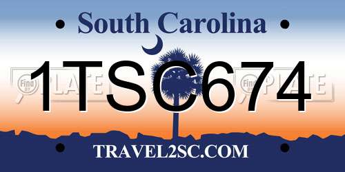 1TSC674 South Carolina License Plate