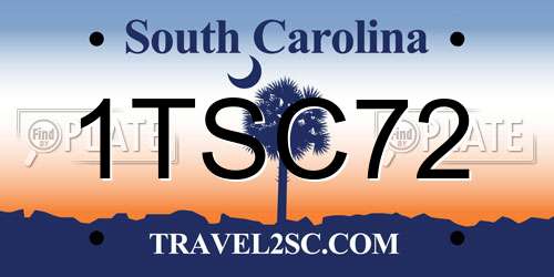 1TSC72 South Carolina License Plate
