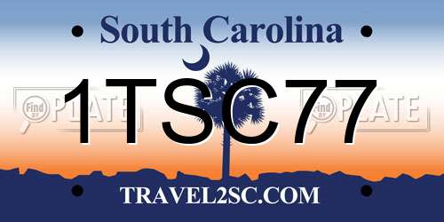 1TSC77 South Carolina License Plate