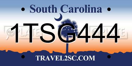 1TSG444 South Carolina License Plate