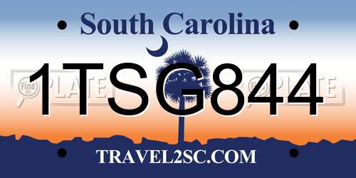 1TSG844 South Carolina License Plate