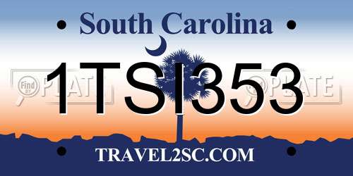 1TSI353 South Carolina License Plate